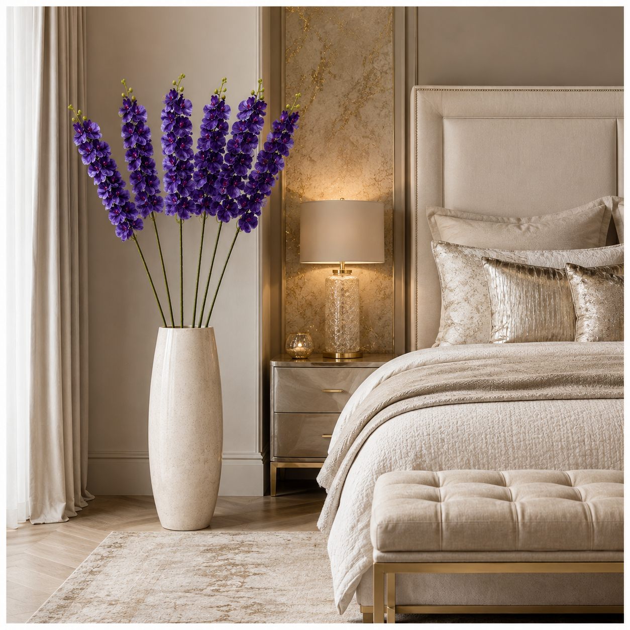 3 Piece Decorative Orchid Stem Set – Beautiful Tall Flowers -98 cm