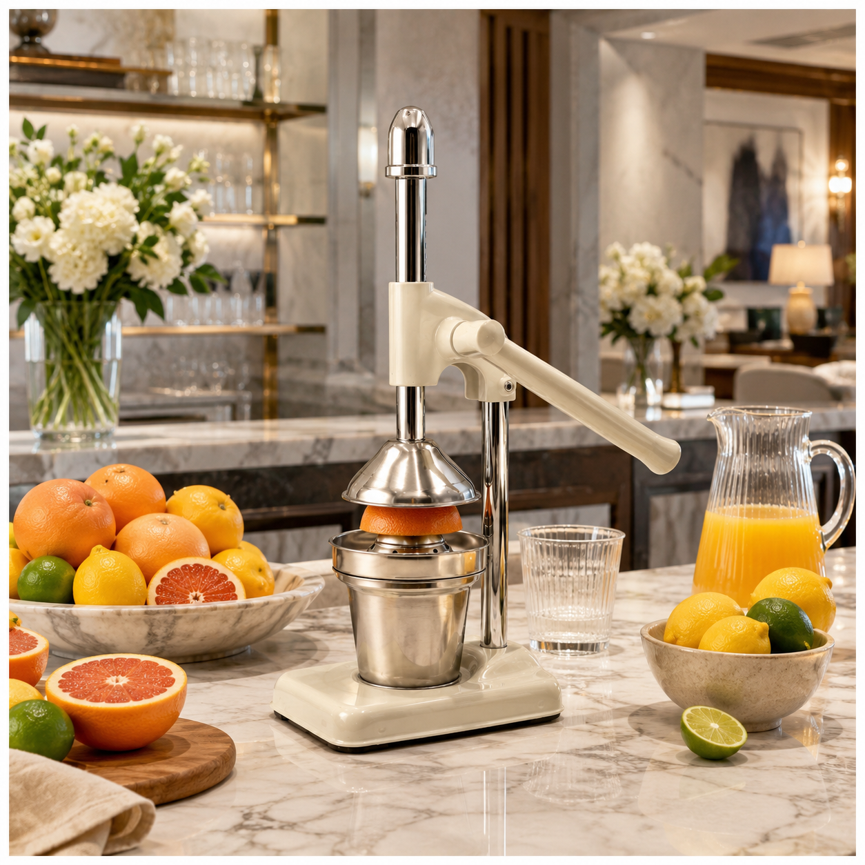 Manual Citrus Juicer- Lever Arm Juice Press with Stainless Steel Cup- 35 CM