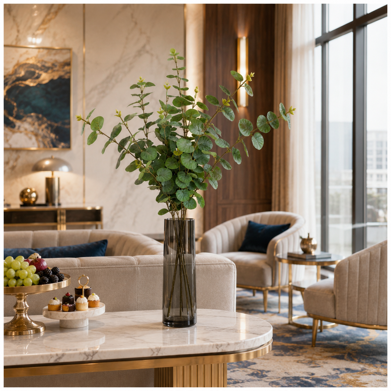 Stylish Modern Eucalyptus Stems Bundle – 3 Modern Decorative Stems - 85 cm
