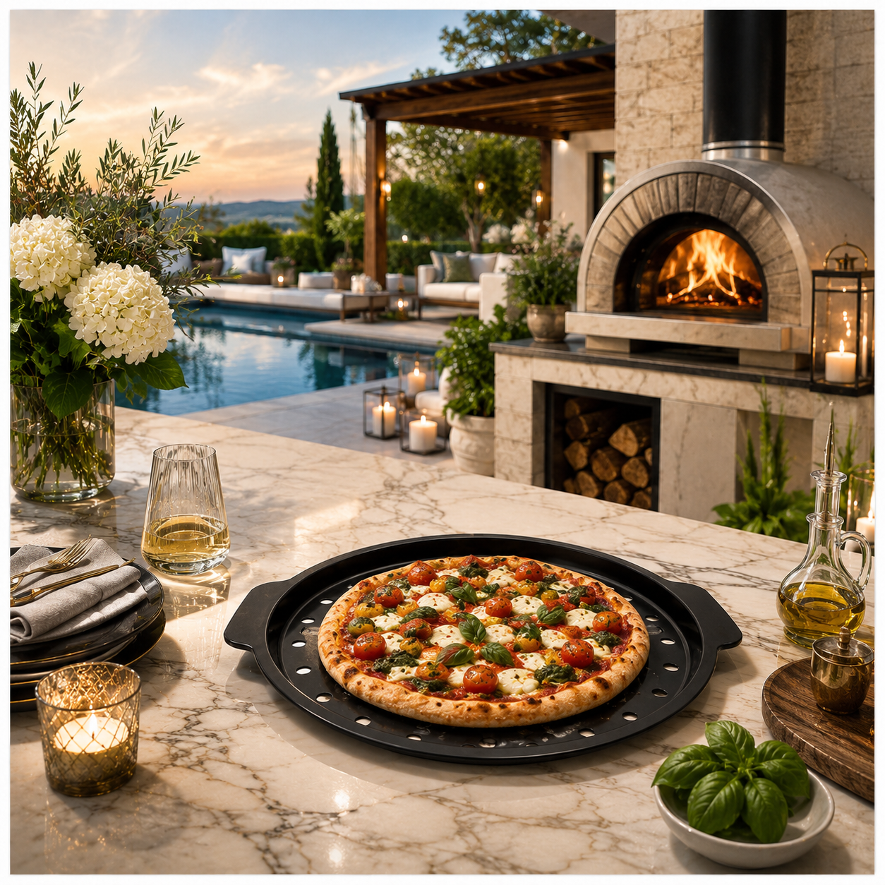 Crisp-Crust Non-Stick Pizza Tray –Carbon Steel Oven-to-Table Bakeware -31cm