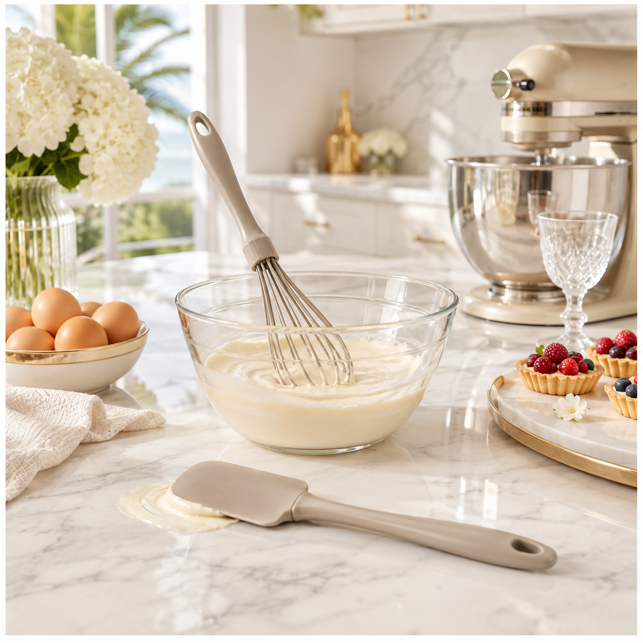 Essential 2-Piece Silicone Whisk and Spatula Set for Easy Cooking - Baking