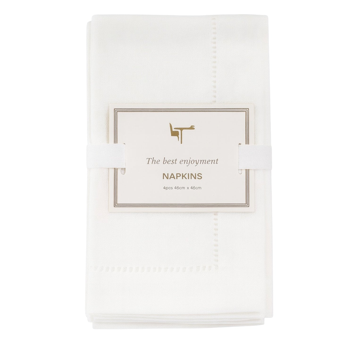 Elegant Crisp White Napkin with Border Detail- 45 cm by 45 cm