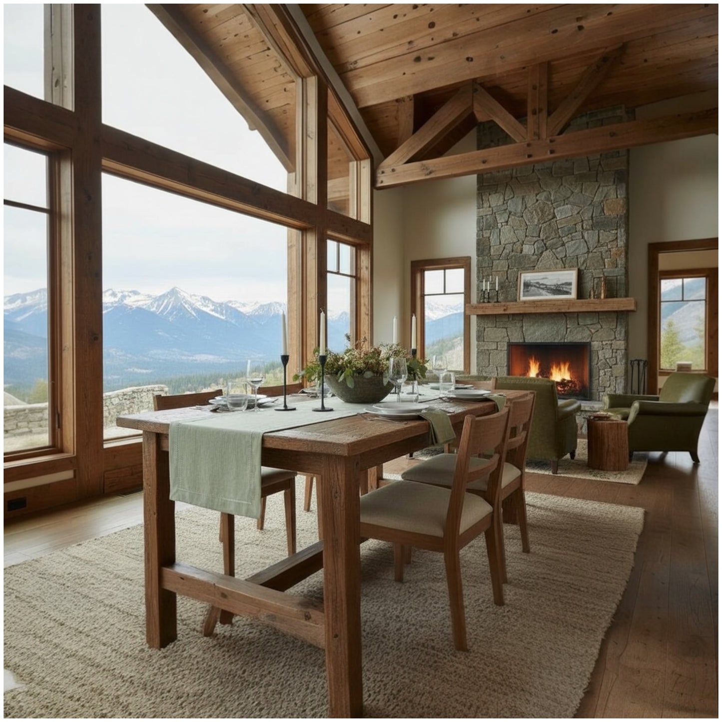 Elegant Sage Linen-Look Table Runner – 40 × 180 cm