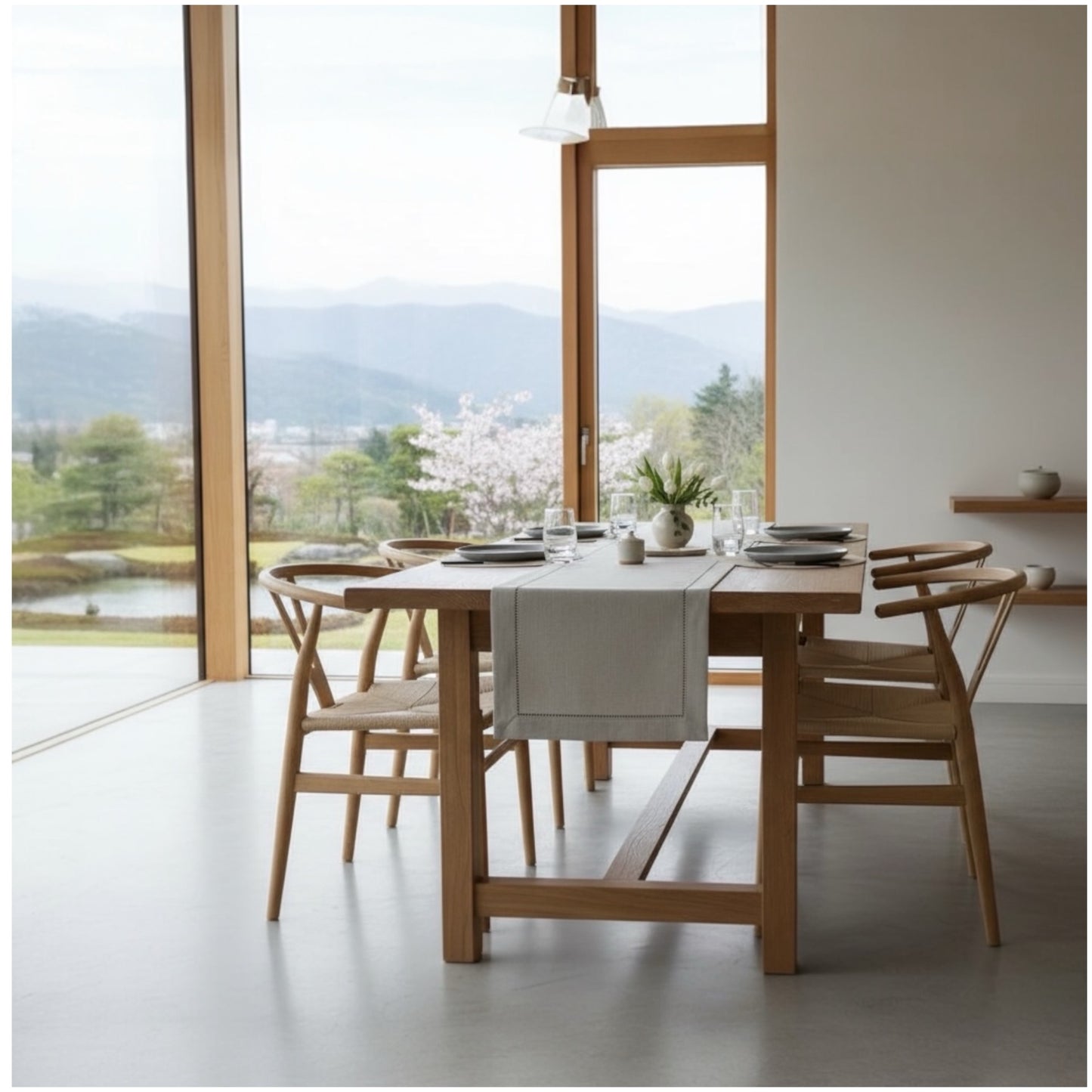 Elegant Linen-Look Grey Table Runner – 180 × 40 cm