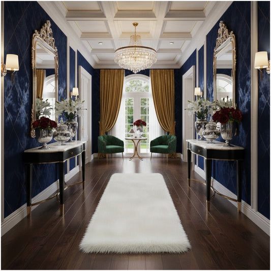 Luxurious Ultra Soft White Fluffy Rug –60×150cm | Luxury Long-Pile Faux Fur