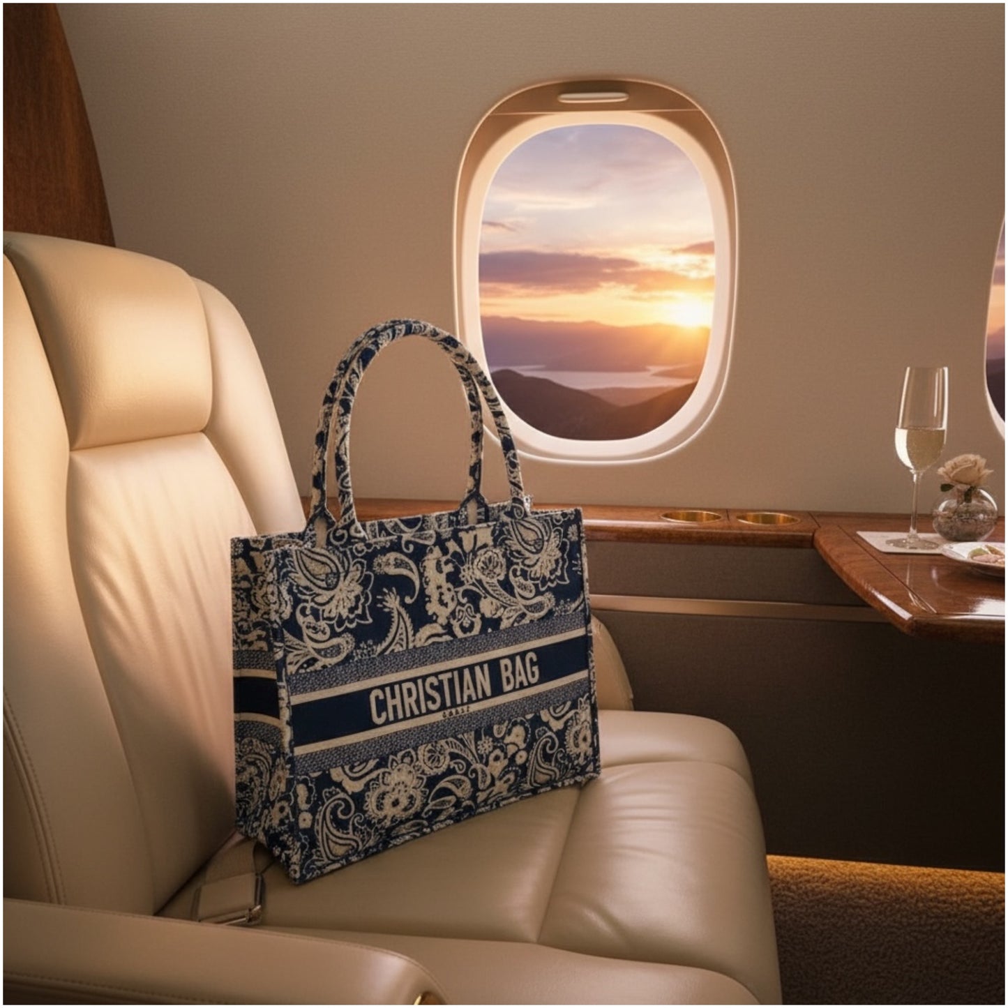 Elegant Blue & White Floral Tote Bag – Spacious Travel, Beach & Everyday Carry