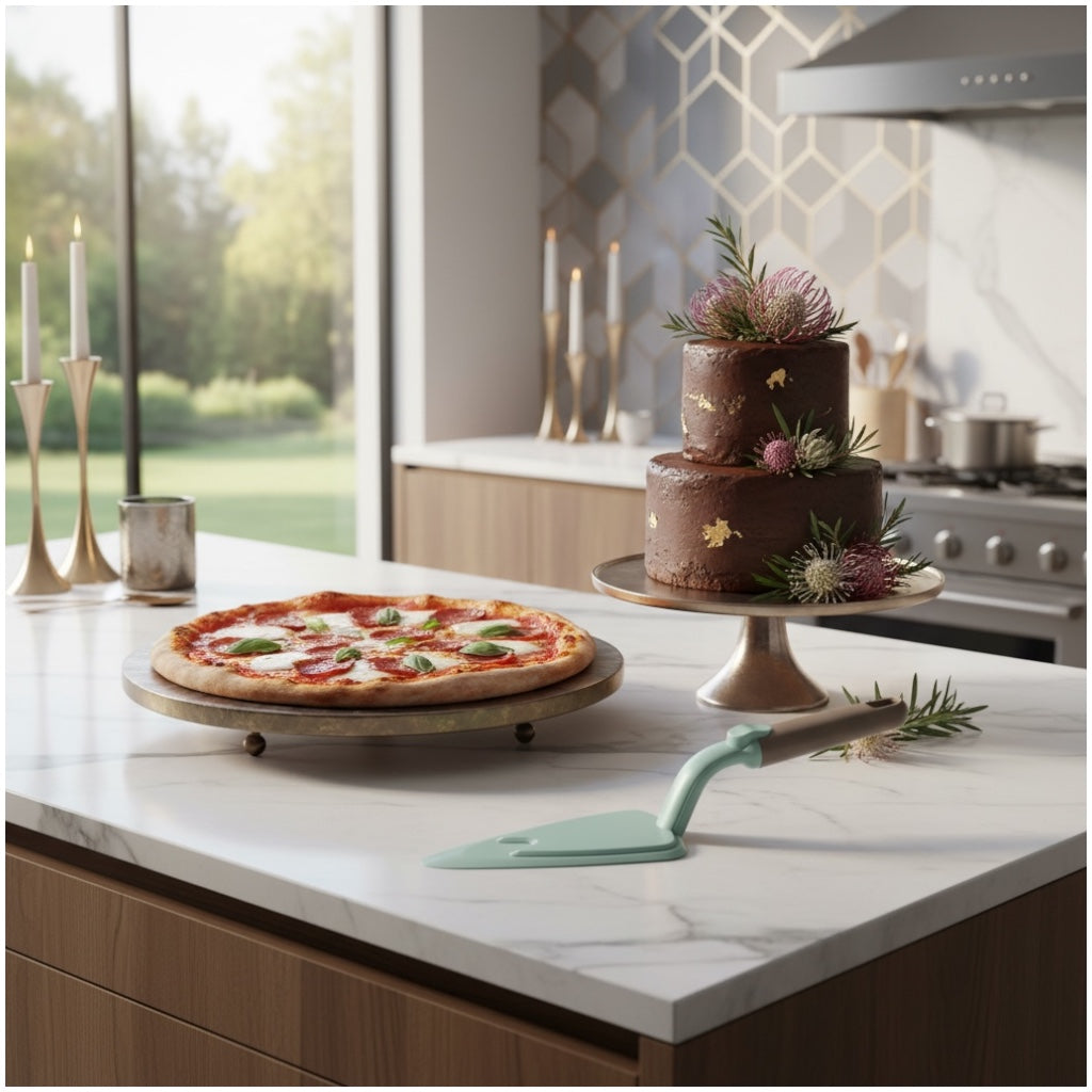 Detachable Cake and Pizza Server Spatula with Push Button Handle