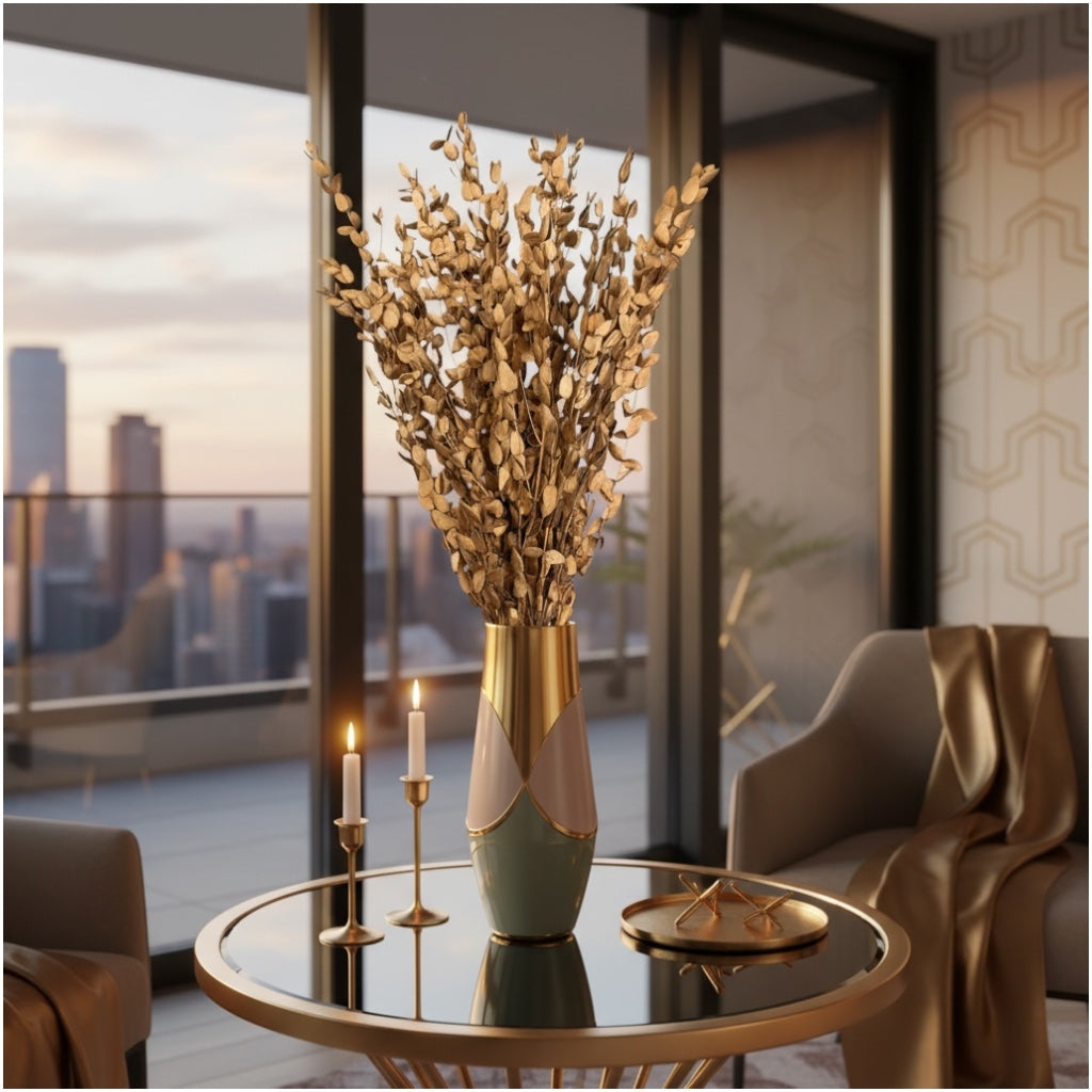 Luxury Gold Eucalyptus Stems – Decorative Botanical Metallic Bouquet- 55 cm