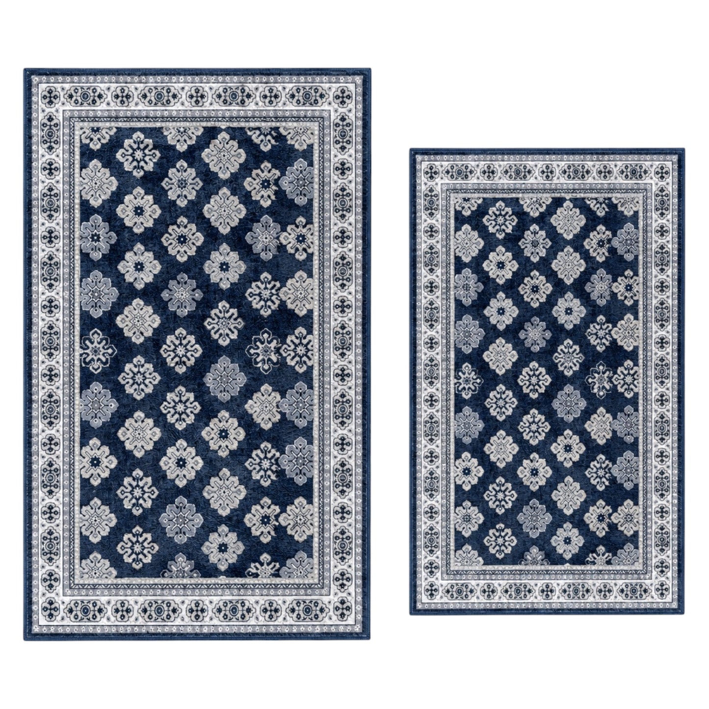 Elegant 2 Piece Modern Accent Rug Set–,Anti Slip-Stain/Fade Resistant Mats