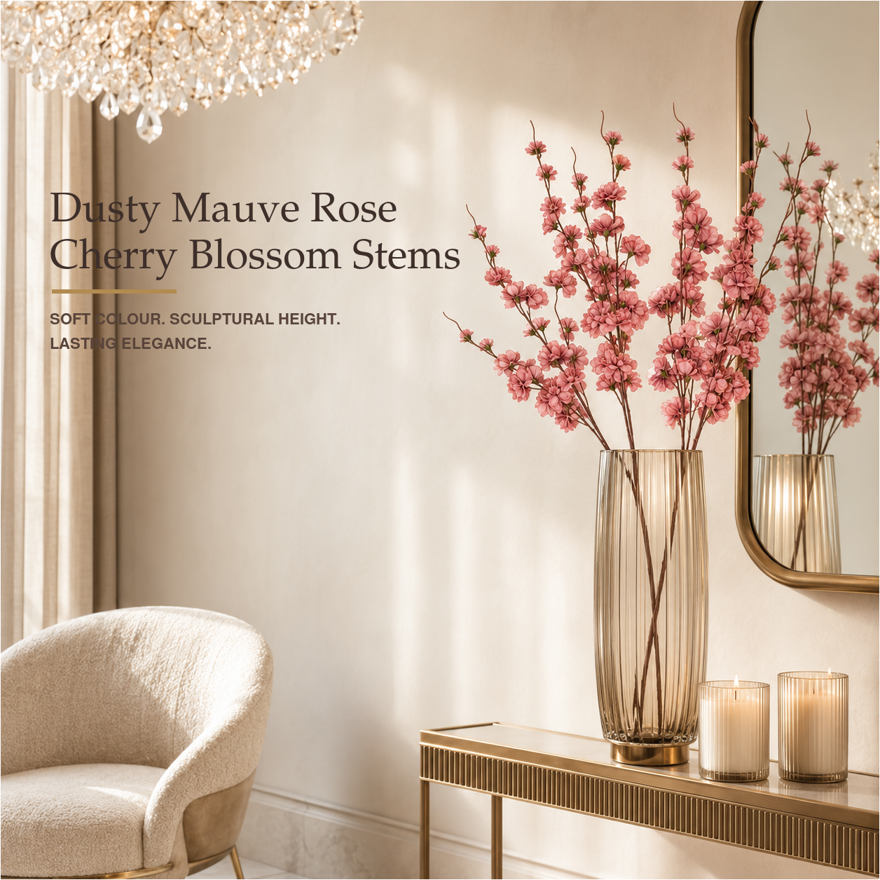 Faux Cherry Blossom Stems – 85cm Decorative 2-Piece Bundle