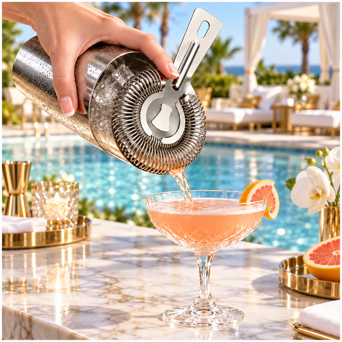 Stainless Steel Cocktail Ice Strainer - Silver Spring Coil - 14 cm
