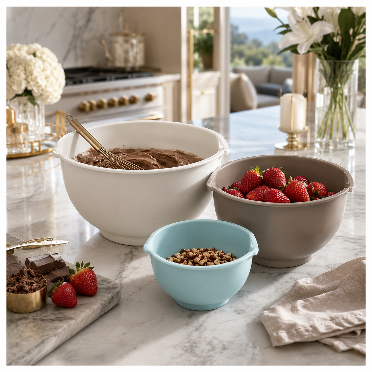 Essential 3-Piece Mixing Bowl Set - Built-In Measurements- 2.5L -2.0L -1.5L
