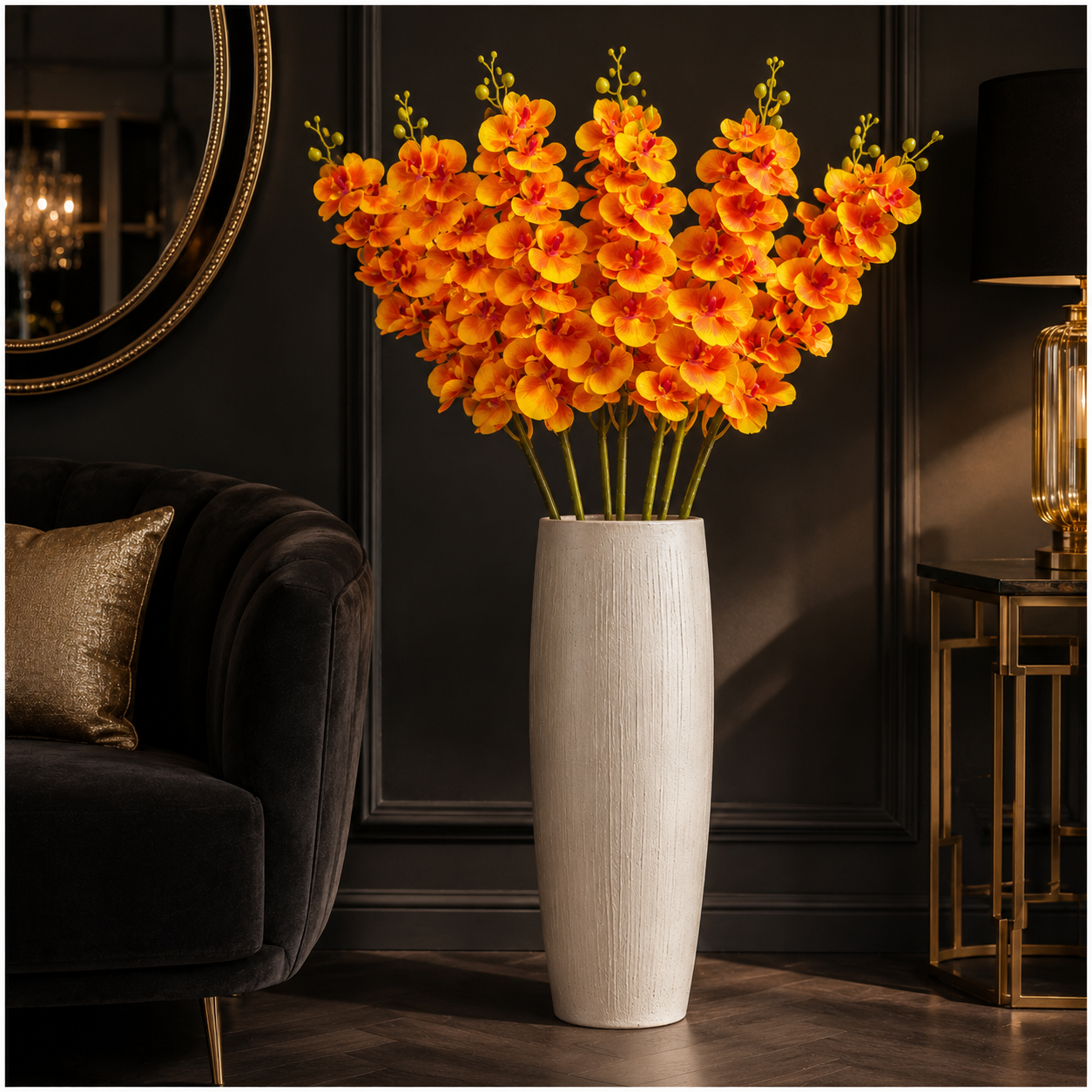 3-Piece Elegant Orchid Flower Stem Set – 98cm Tall, Modern Floral set
