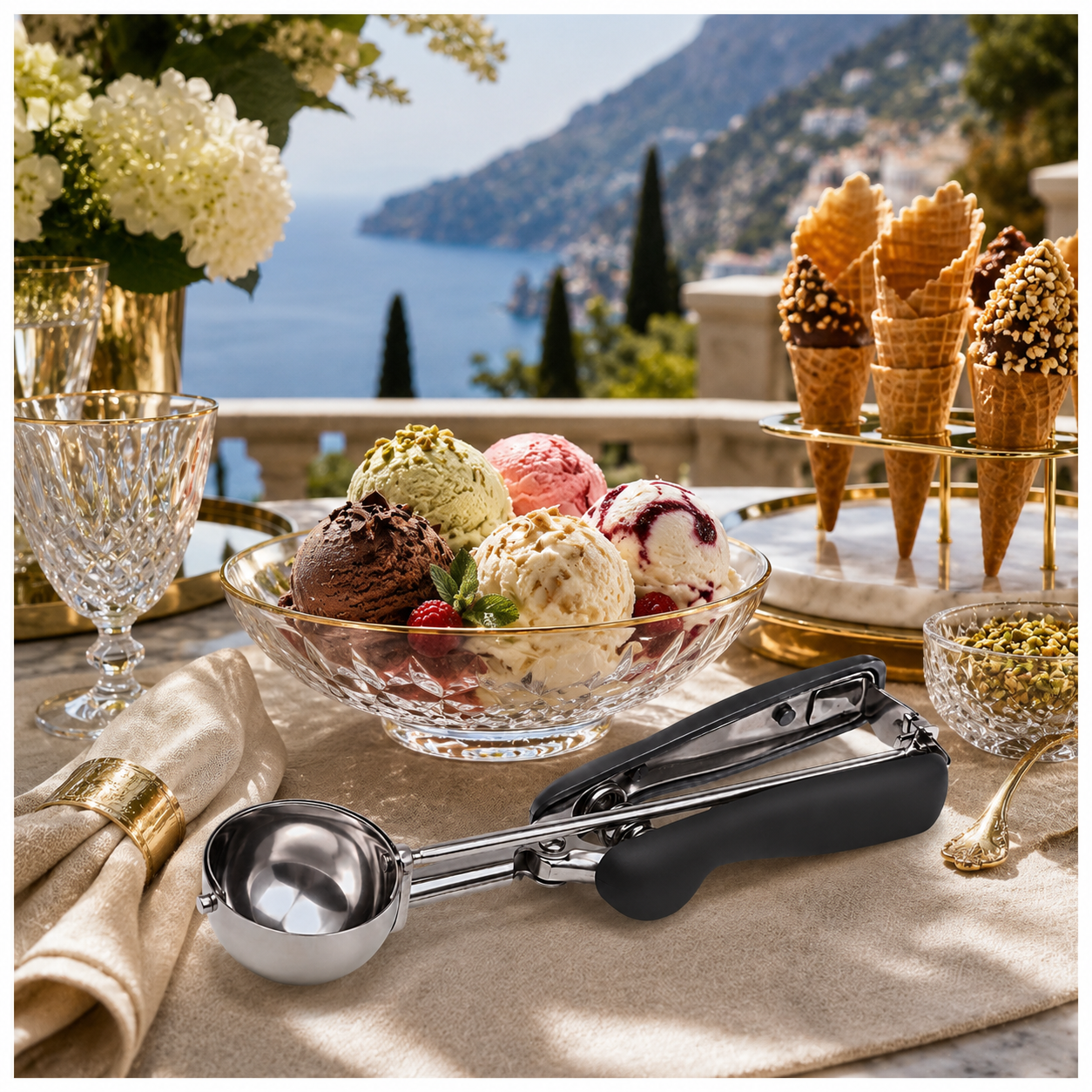 Stainless Steel Trigger Ice Cream-Cookie Scoop with Easy Release