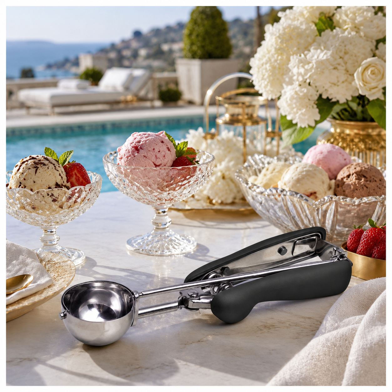 Stainless Steel Trigger Ice Cream-Cookie Scoop with Easy Release