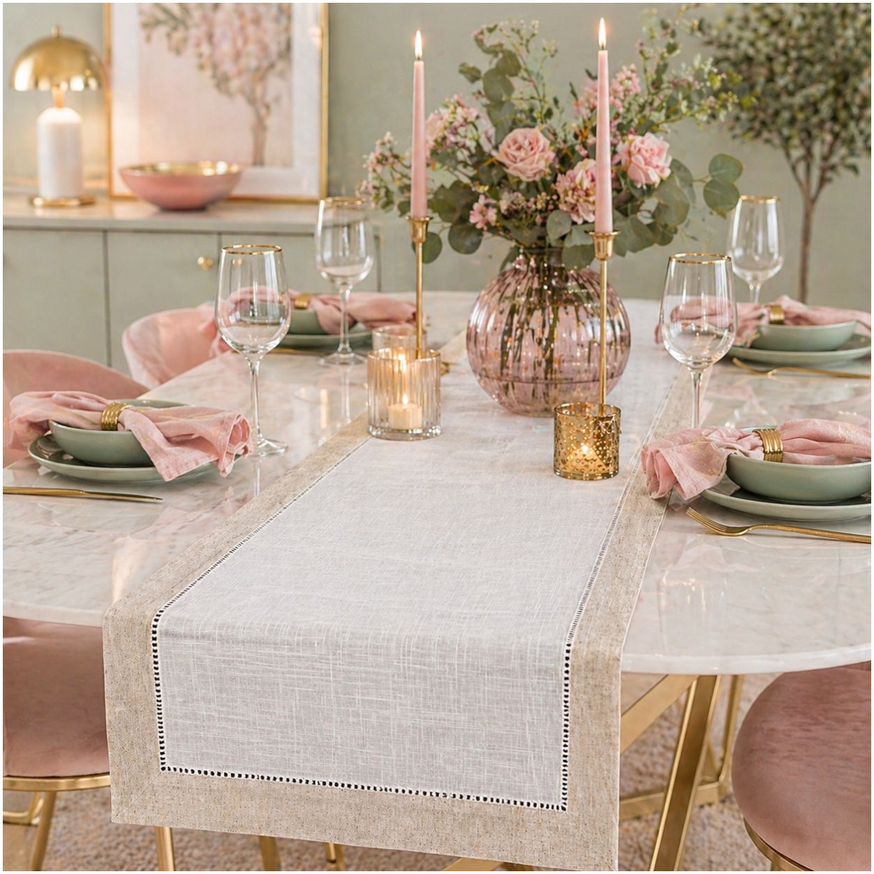 Beautiful Linen-Look Table Runner – 40 x 180 cm – Elegant Dining Runner