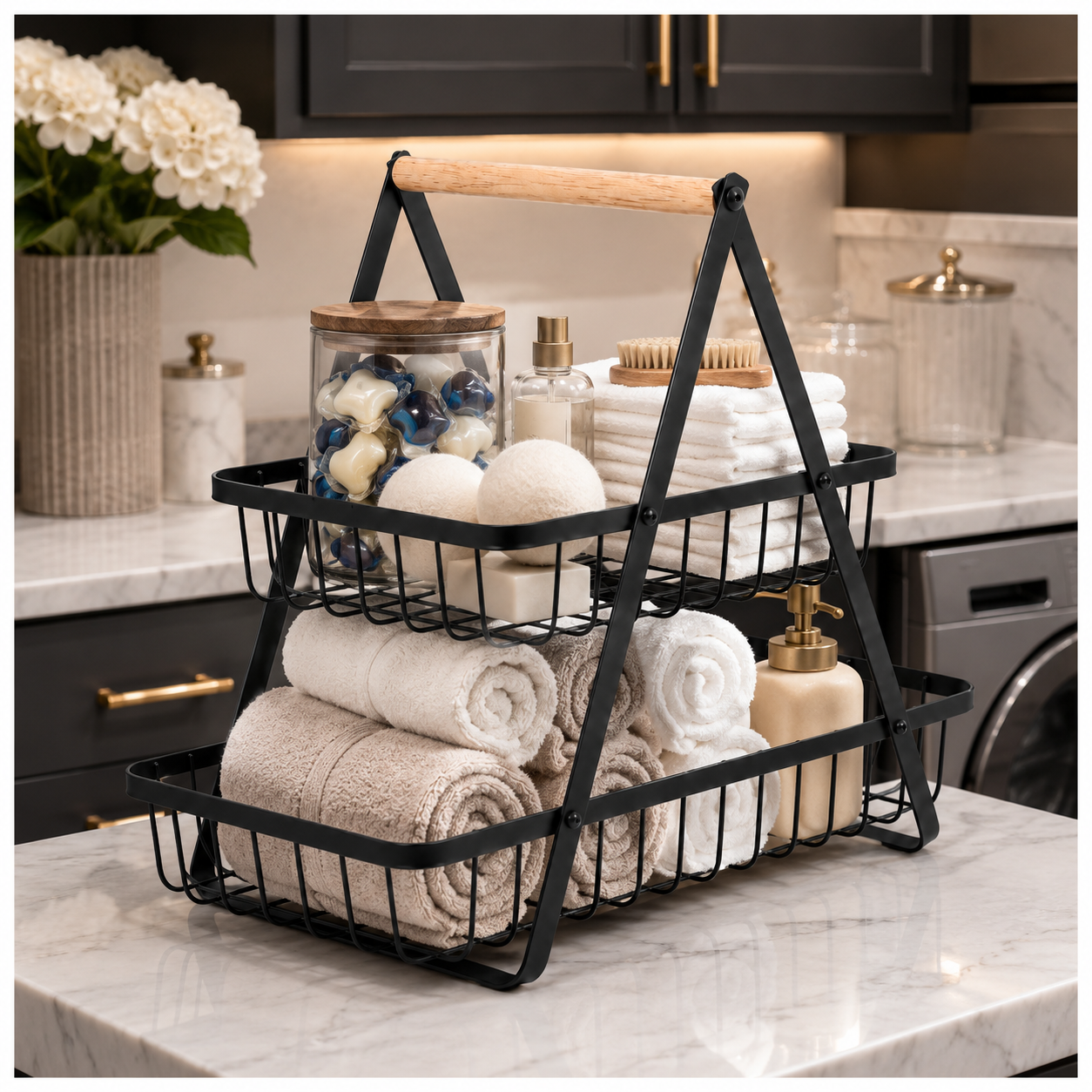 2 Tier Basket Organizer-Rack for Fruits, Vegetables and Everyday Essentials