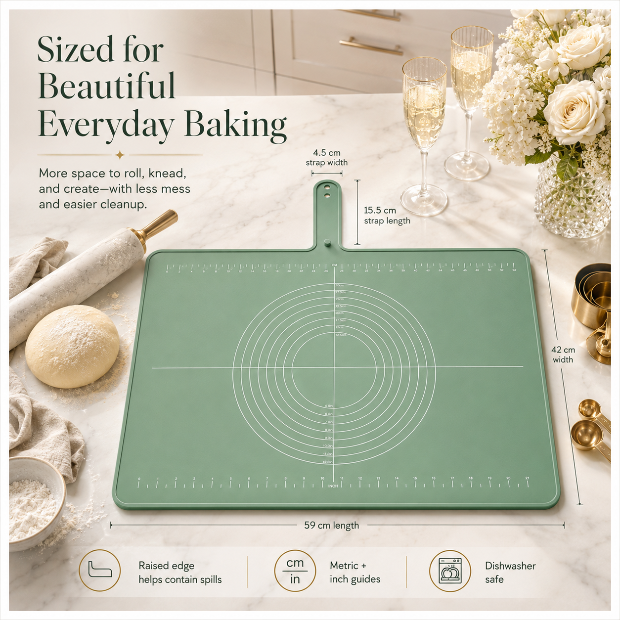 Essential Large Silicone Baking Prep Mat - With Baking Guides – Sage Gree