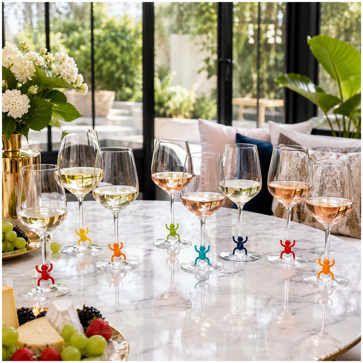 Charming 12-Piece Silicone Spider Wine Glass Marker Set - Multicolour