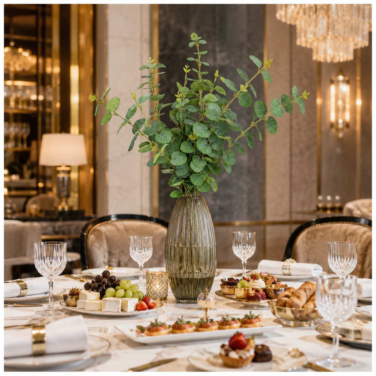Stylish Modern Eucalyptus Stems Bundle – 3 Modern Decorative Stems - 85 cm