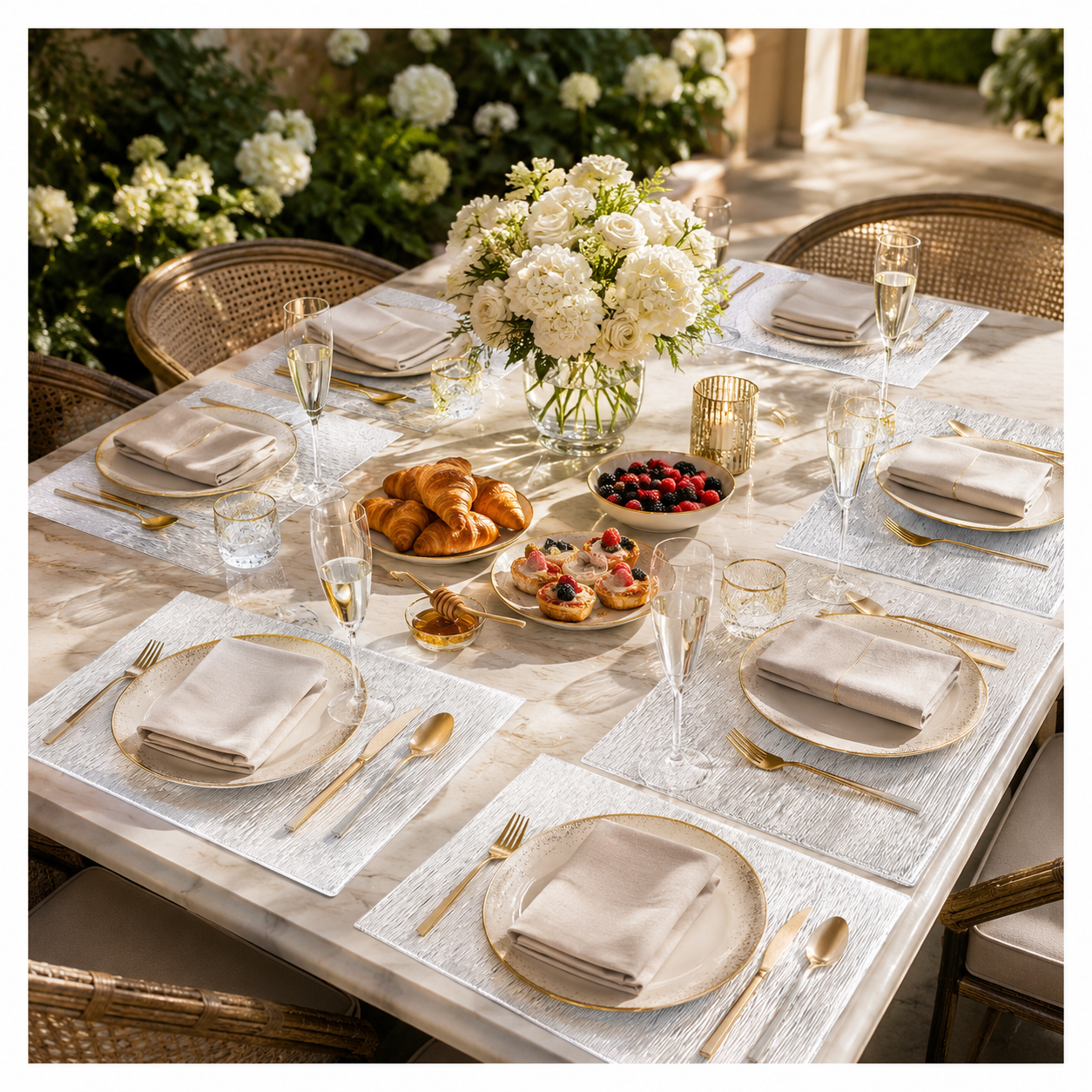 Elegant 6 Piece Textured Placemats – Clear And White 30 x 44 cm Table Mats