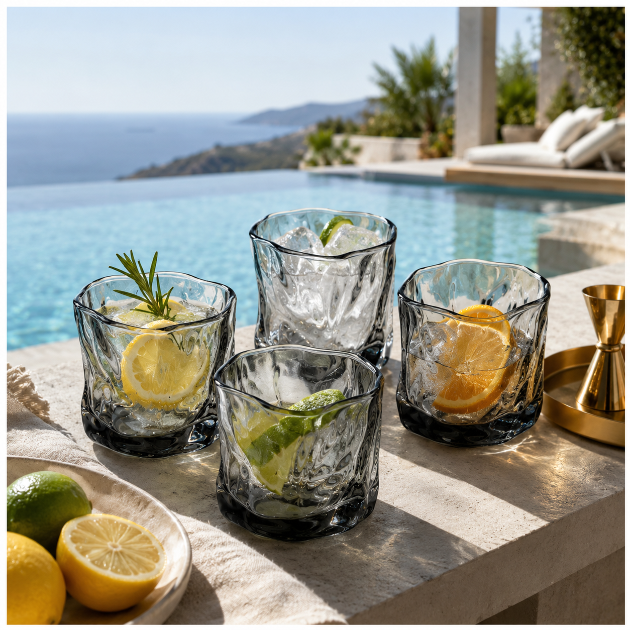 Luxury 4-Piece Translucent Black Crystal-Look Glass Set – 280ml