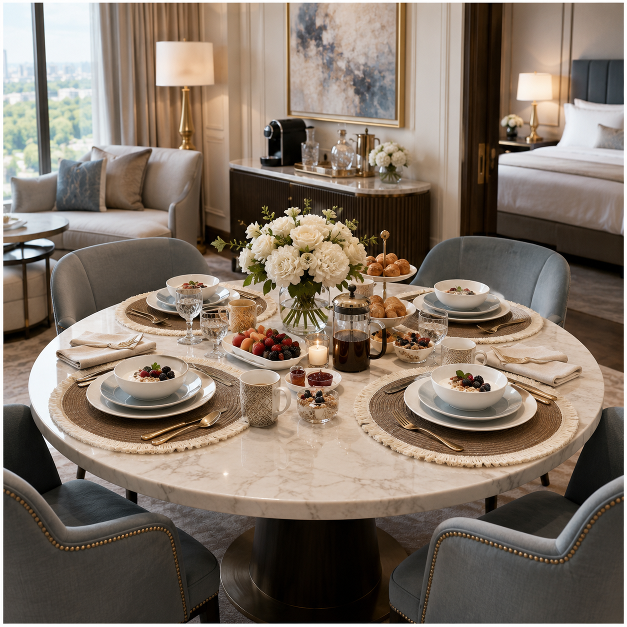 Essential 4-Piece Round Woven Fringe Placemat Set – 38 cm