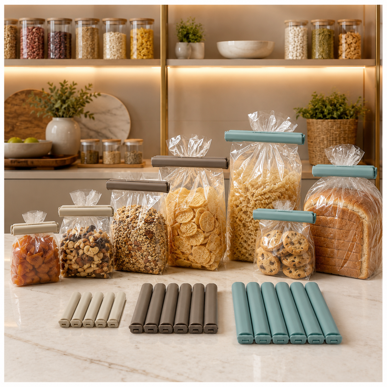 18-Piece Food Sealing Clip Set – 3 Sizes, Reusable Bag Clips for Preserving