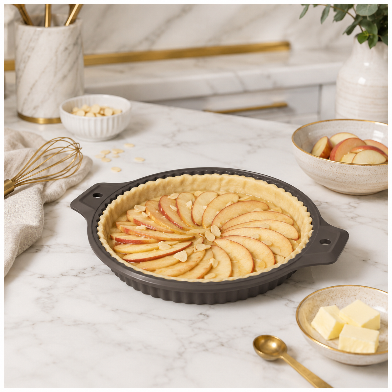 Essential Round Fluted Tart and Quiche Mold -33.4 x 28.3 x 3.2cm - BPA free