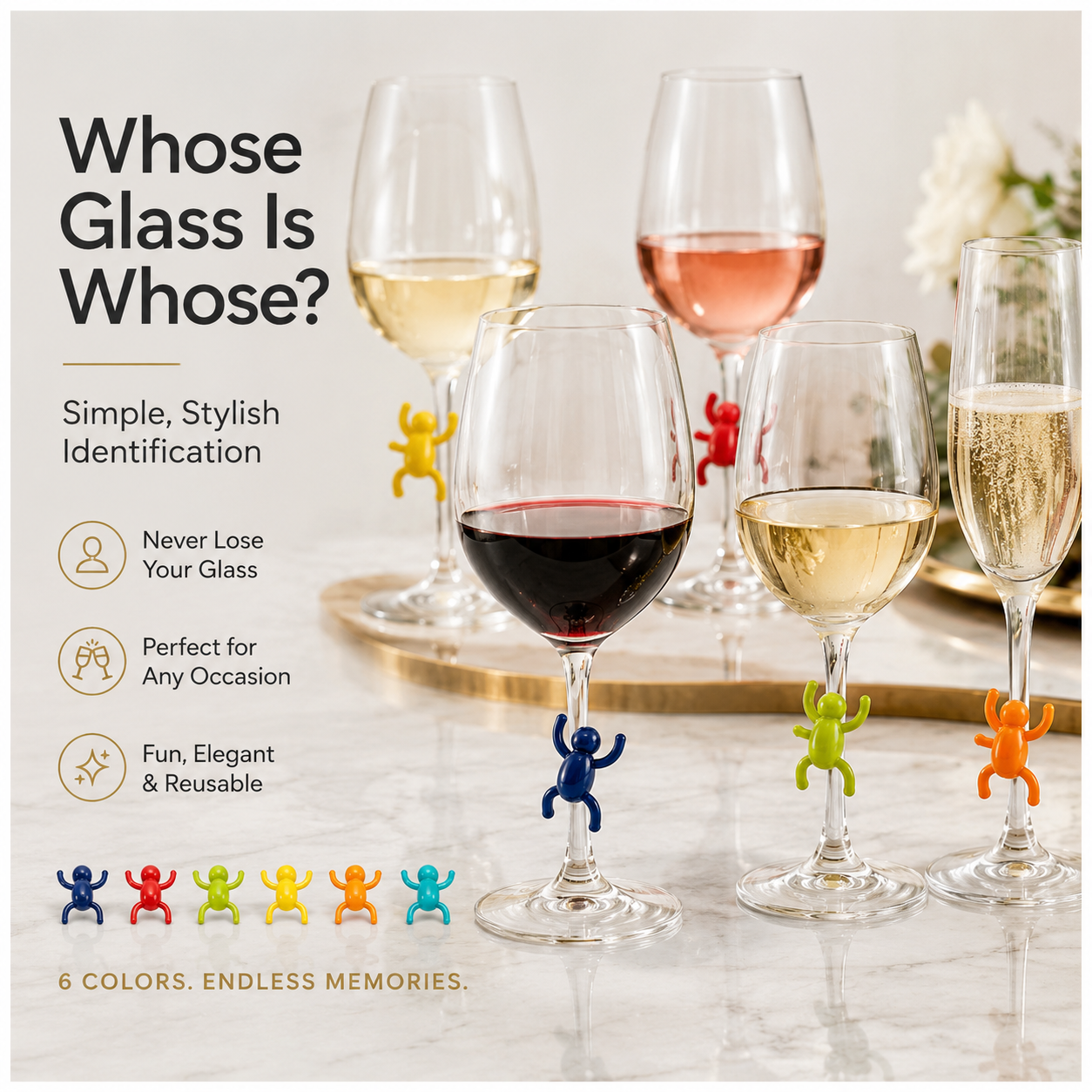 Charming 12-Piece Silicone Spider Wine Glass Marker Set - Multicolour