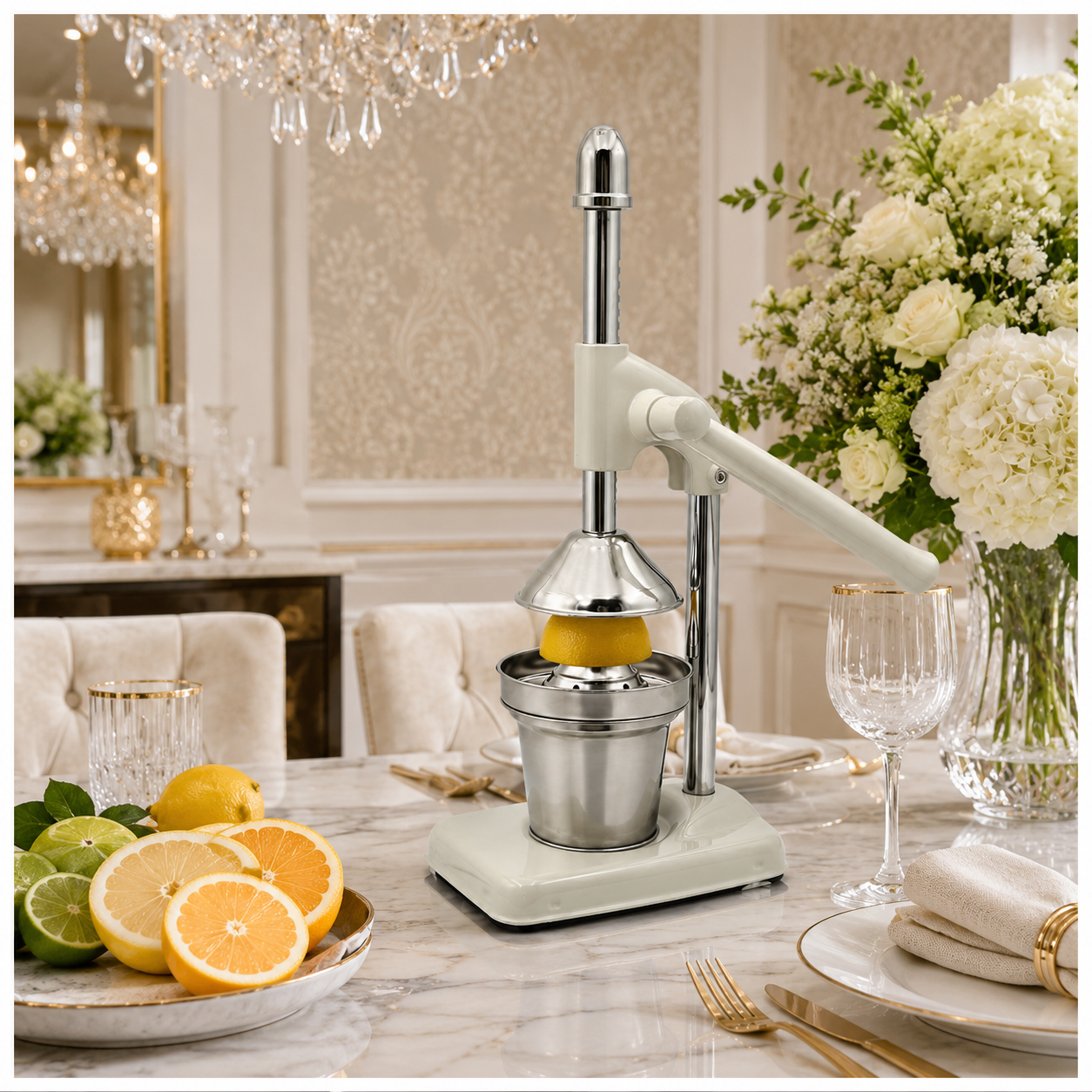 Manual Citrus Juicer- Lever Arm Juice Press with Stainless Steel Cup- 35 CM