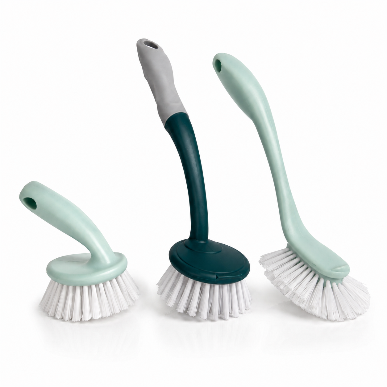 Essential 3 Piece Dish Brush Set with Palm Brush and Glass Cleaning Brush