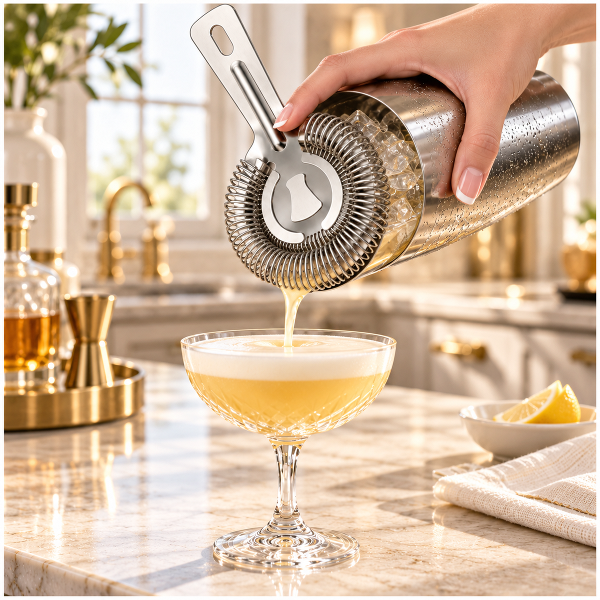 Stainless Steel Cocktail Ice Strainer - Silver Spring Coil - 14 cm