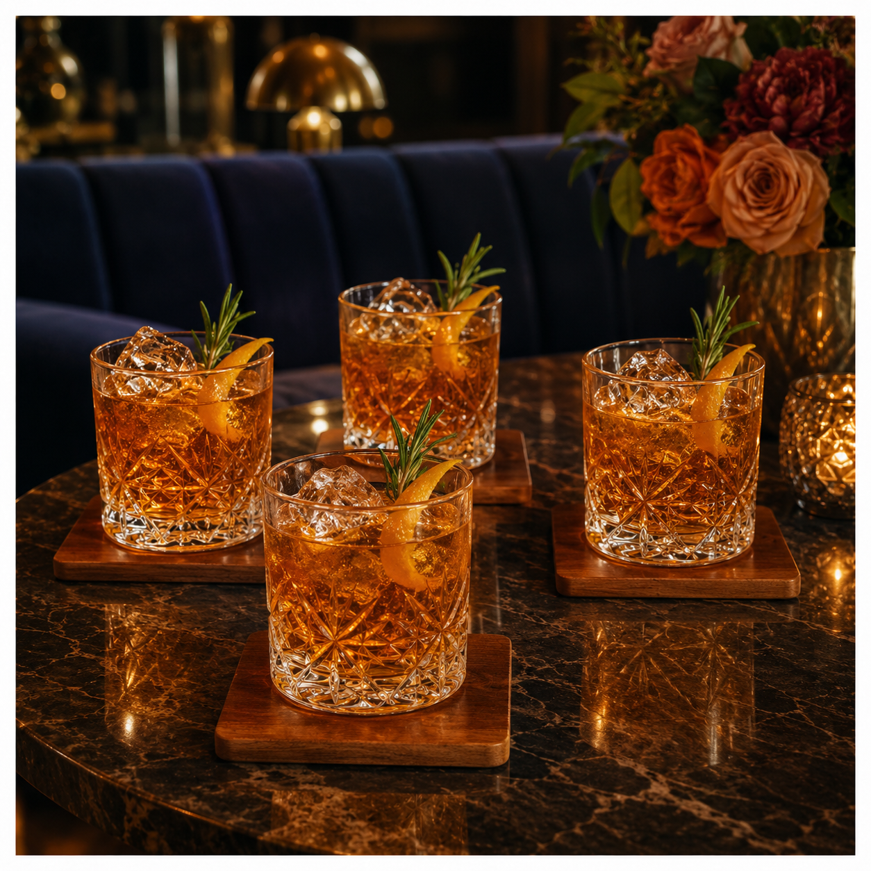 4-Piece Acacia Wood Coaster Set – Brown Wooden Drink Coasters- Eco Friend