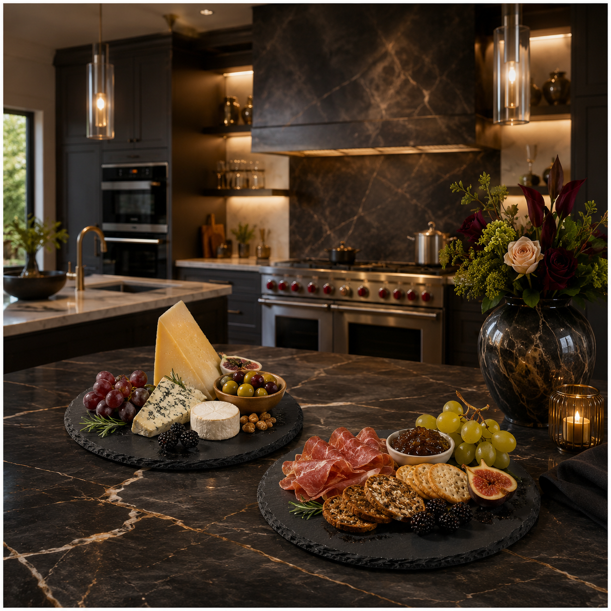 Elegant Natural Stone Slab Tray Set – 2 Piece Serving tray - 30 cm
