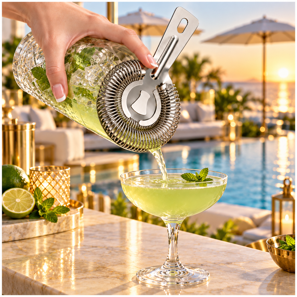 Stainless Steel Cocktail Ice Strainer - Silver Spring Coil - 14 cm