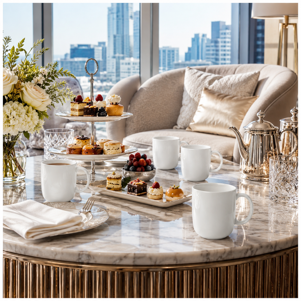 Essential 18-Piece White Ceramic Mug Set for Tea, Coffee and Entertaining