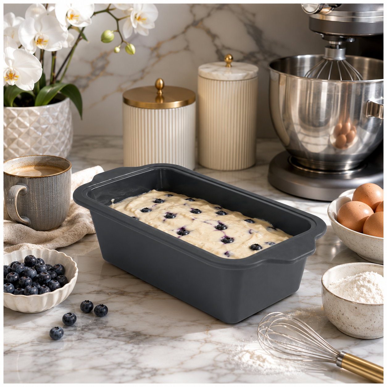 Essential Grey Reinforced Silicone Loaf Pan – BPA Free Baking Mould - 24cm