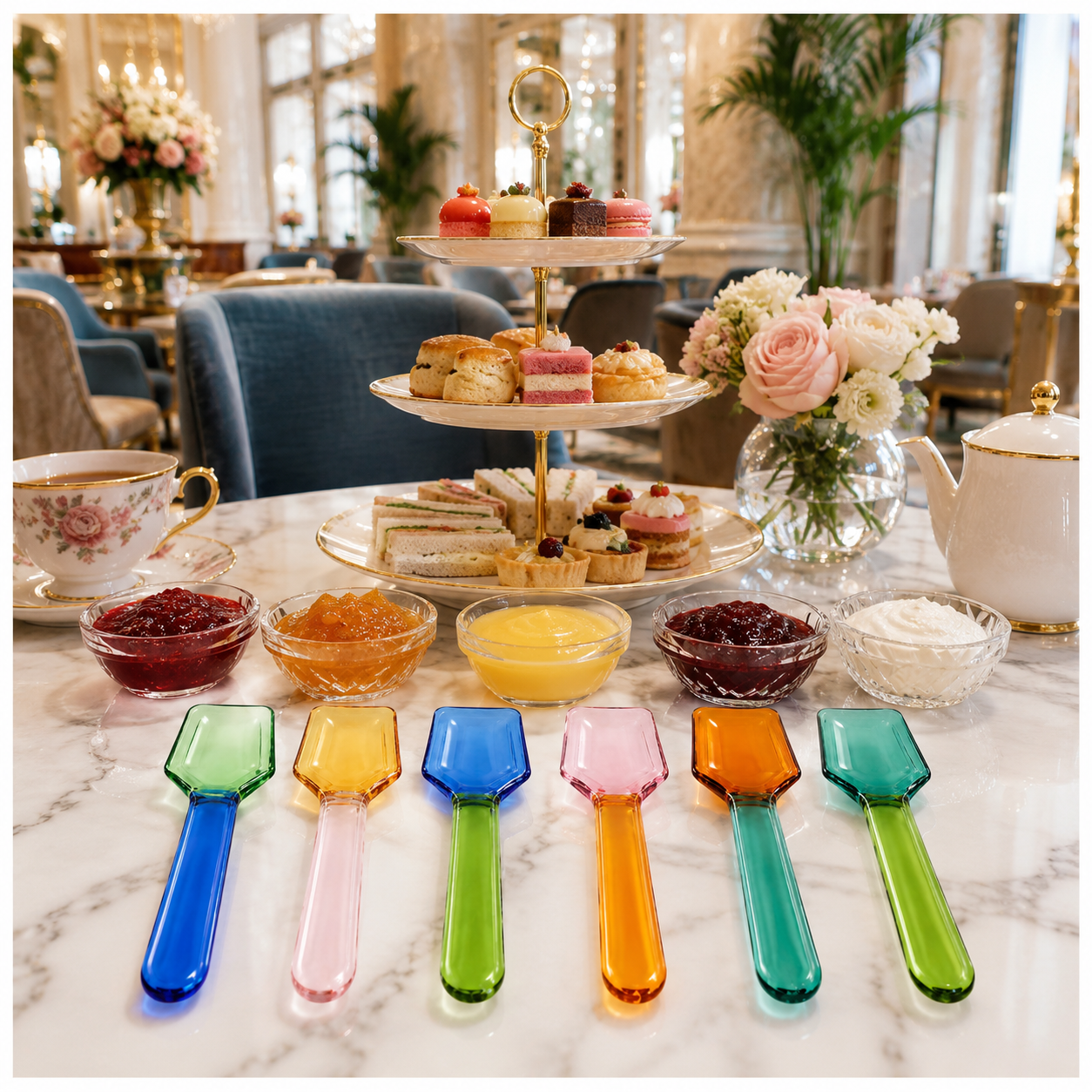 High Quality BPA Free-Color Blocking Borosilicate Glass Spoon-Set of 6- 9cm