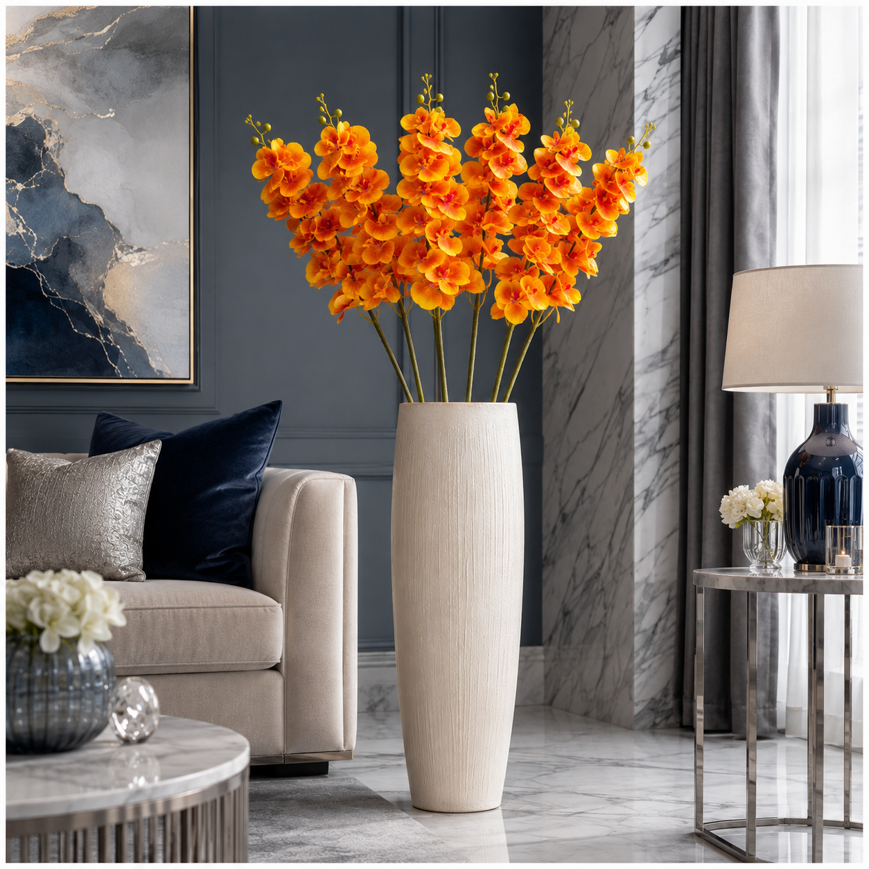 3-Piece Elegant Orchid Flower Stem Set – 98cm Tall, Modern Floral set