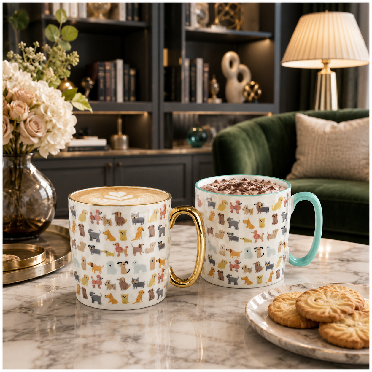 Classic Animal-Print Porcelain Mug Set of 2 –310ml - Hot and Cold Drinkware