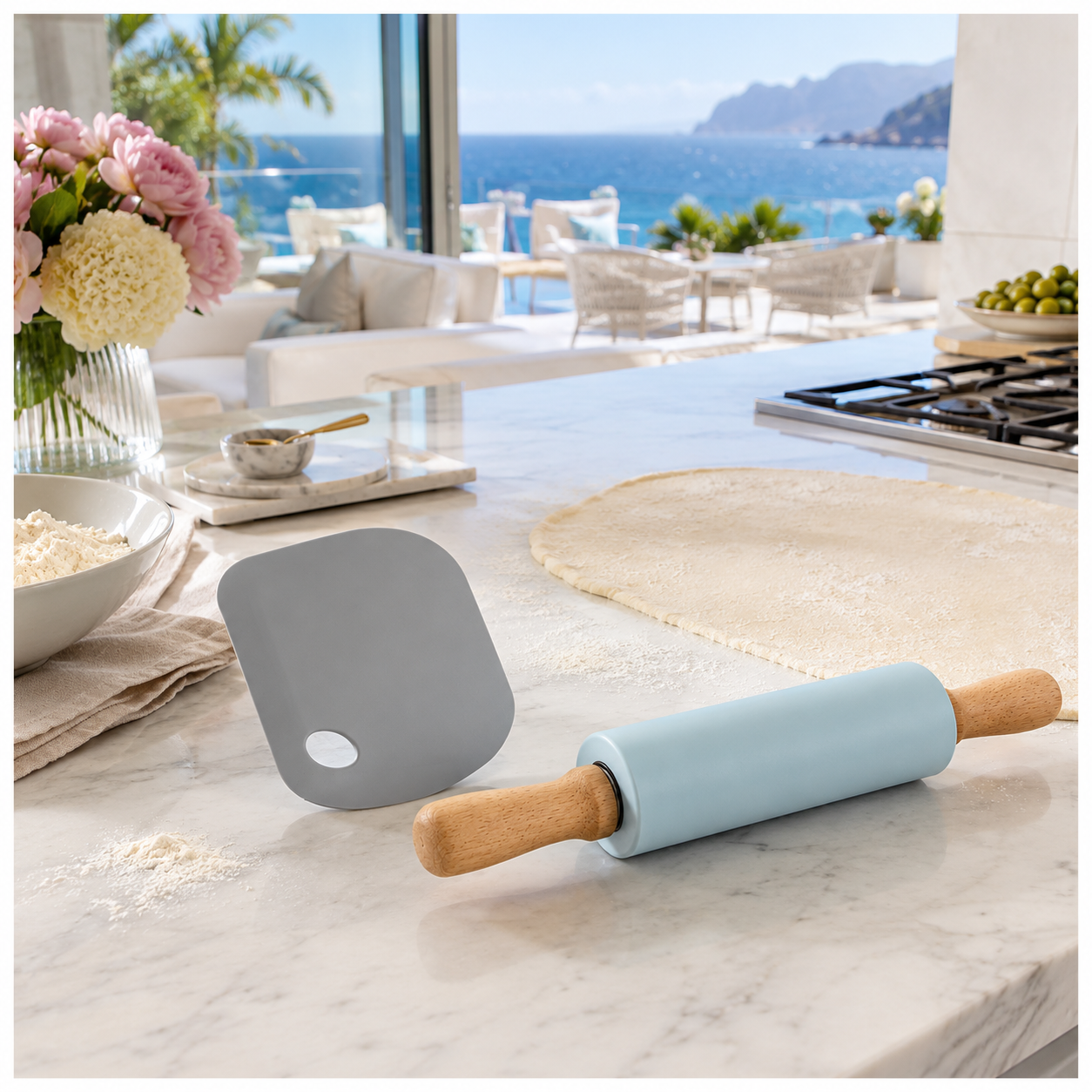 A stylish baking set made for rolling, shaping, lifting and scraping
