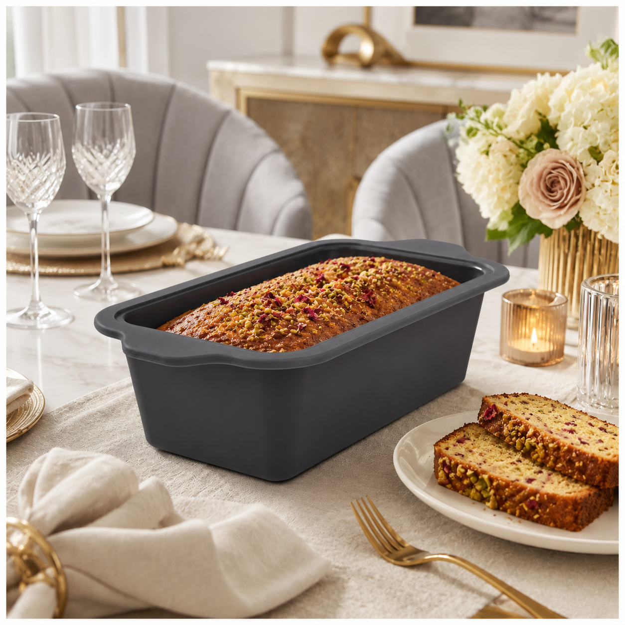 Essential Grey Reinforced Silicone Loaf Pan – BPA Free Baking Mould - 24cm