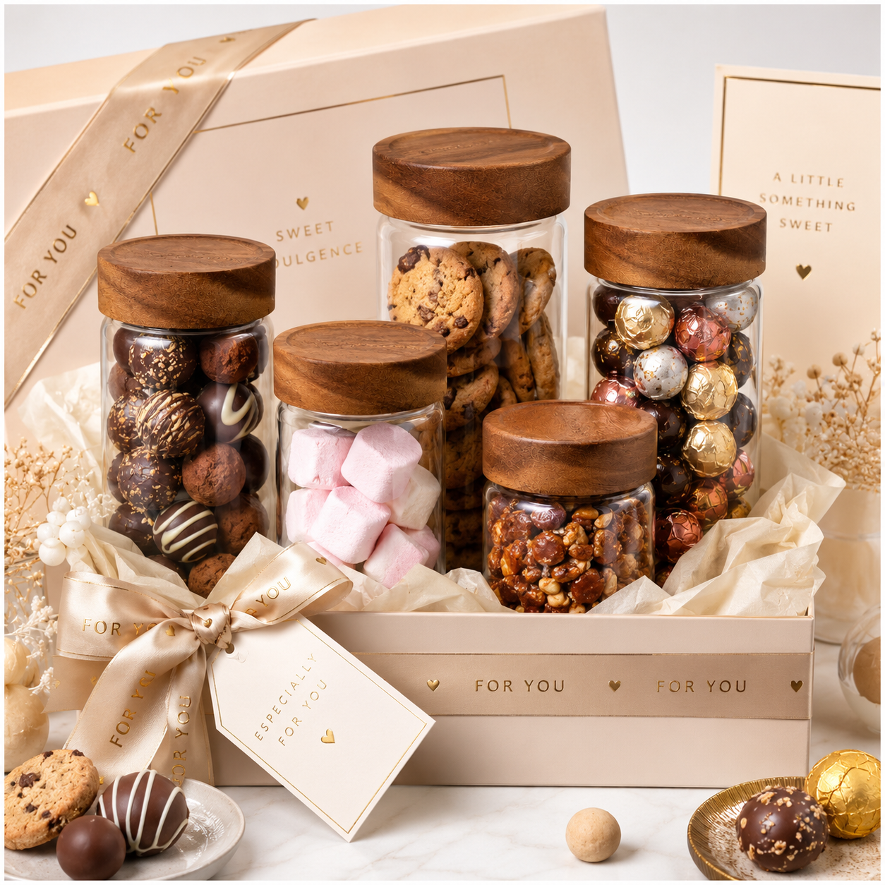 2-Piece Glass Storage Jar Set with Solid Acacia Wood Lids – 580ml and 500ml