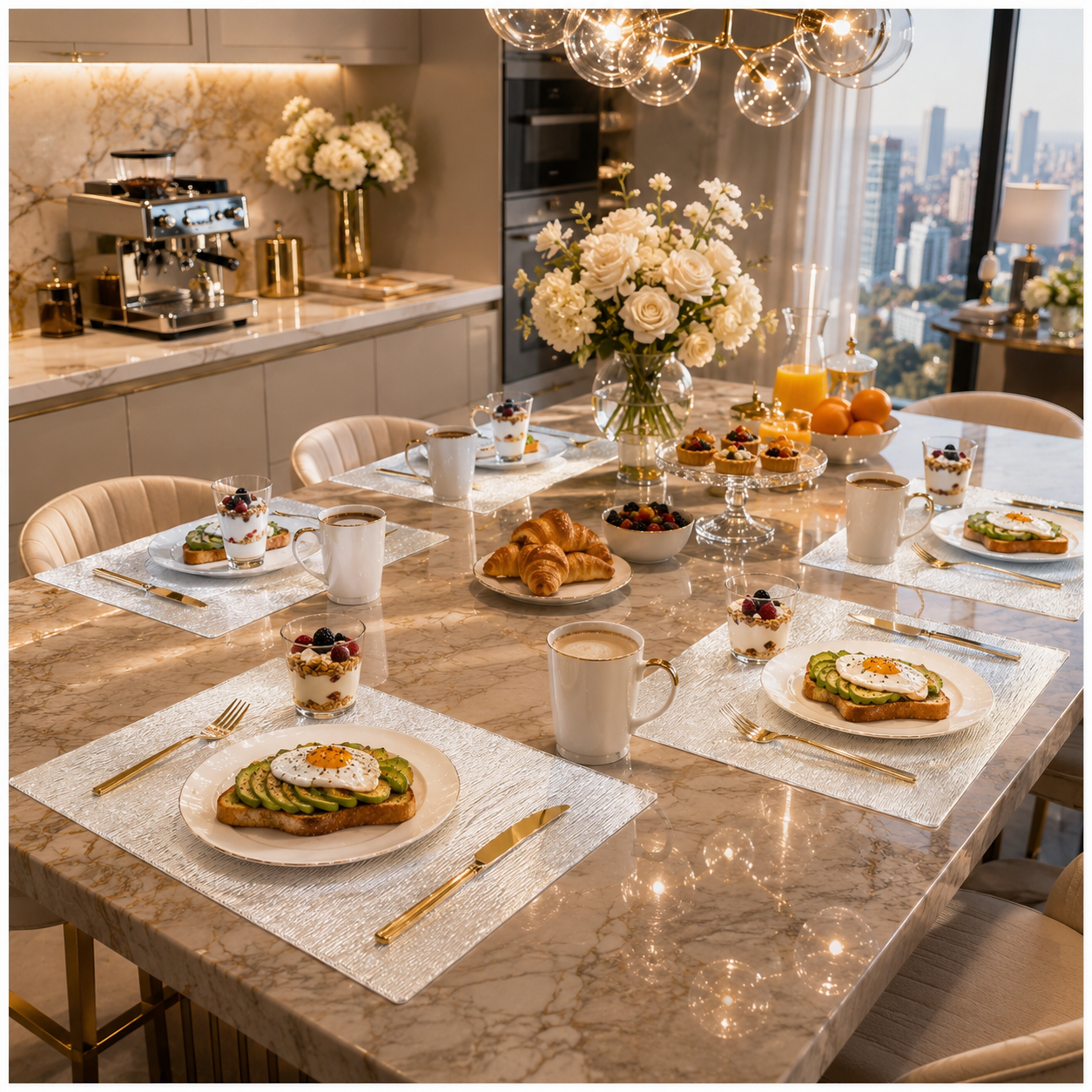 Elegant 6 Piece Textured Placemats – Clear And White 30 x 44 cm Table Mats