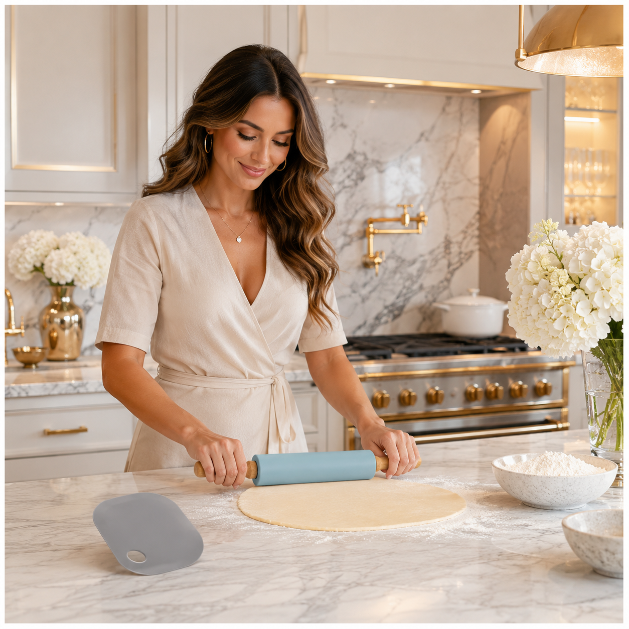 A stylish baking set made for rolling, shaping, lifting and scraping