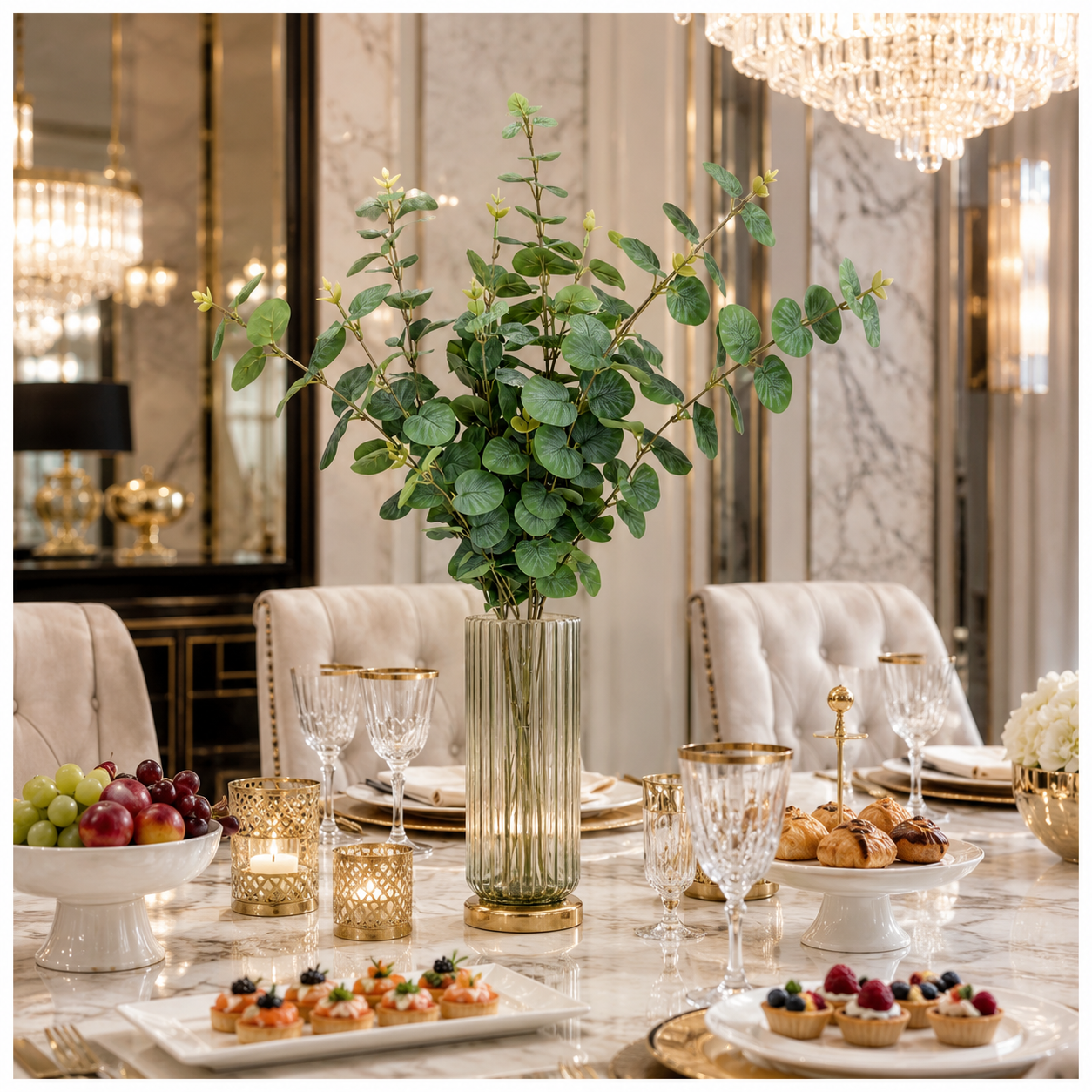 Stylish Modern Eucalyptus Stems Bundle – 3 Modern Decorative Stems - 85 cm