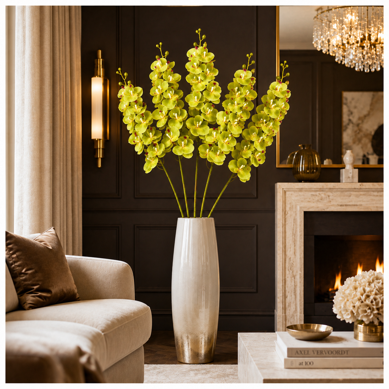 3-Piece Elegant Orchid Flower Stem Set – 98cm Tall, Modern Floral set