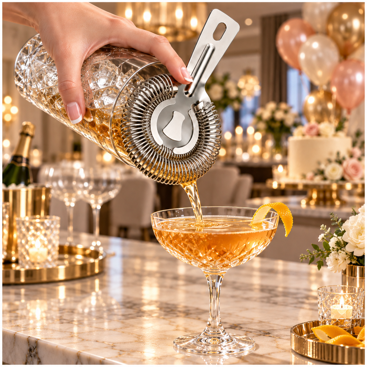 Stainless Steel Cocktail Ice Strainer - Silver Spring Coil - 14 cm