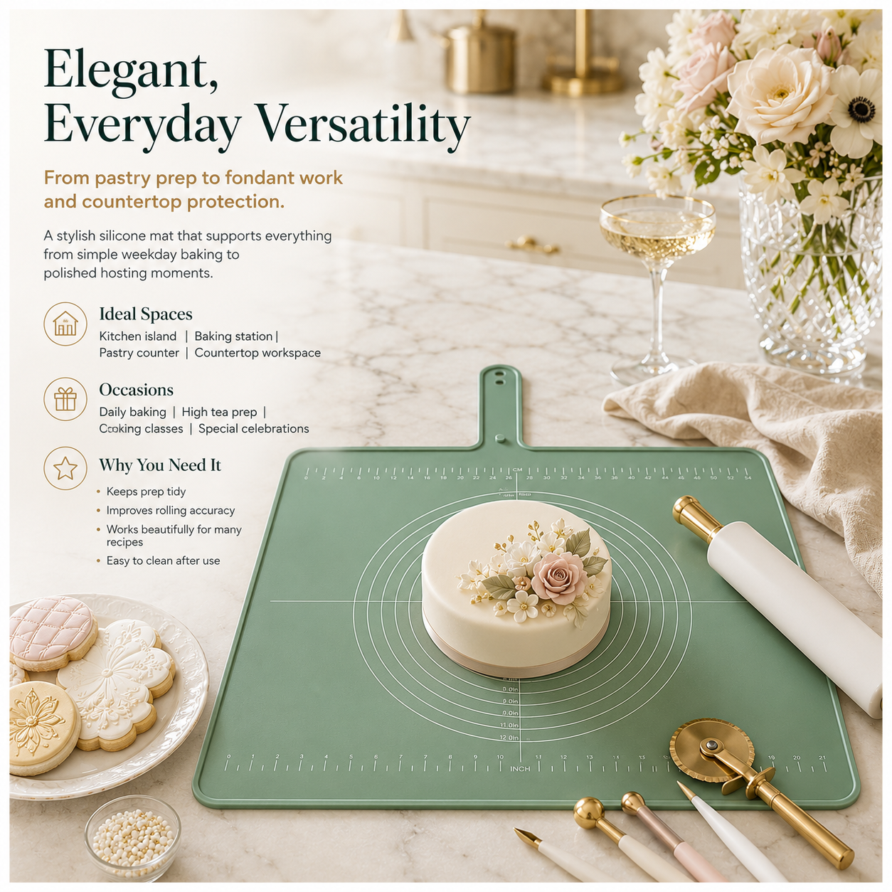 Essential Large Silicone Baking Prep Mat - With Baking Guides – Sage Gree